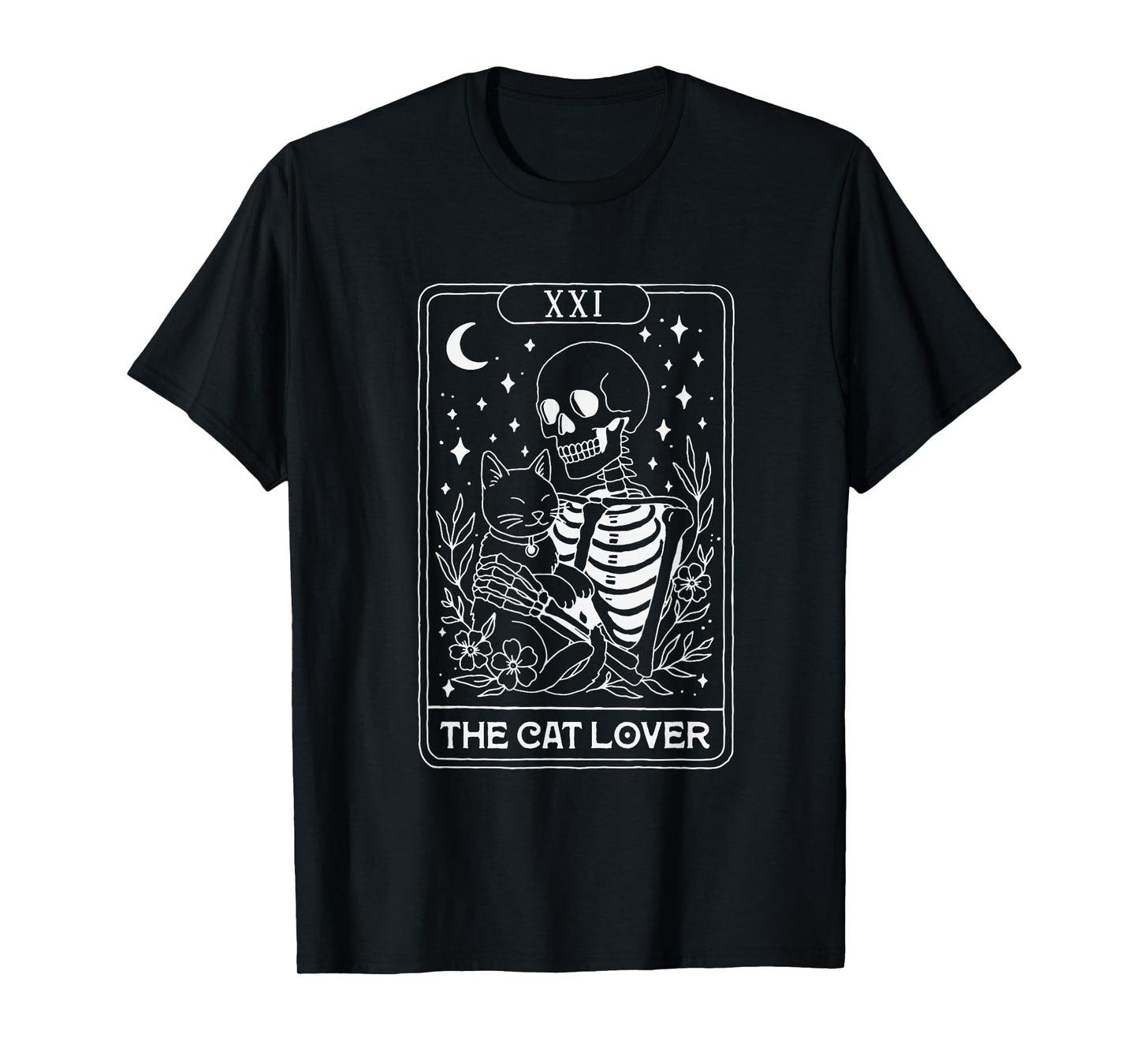Skeleton Tarot The Cat Lover Gothic Witch T-Shirt