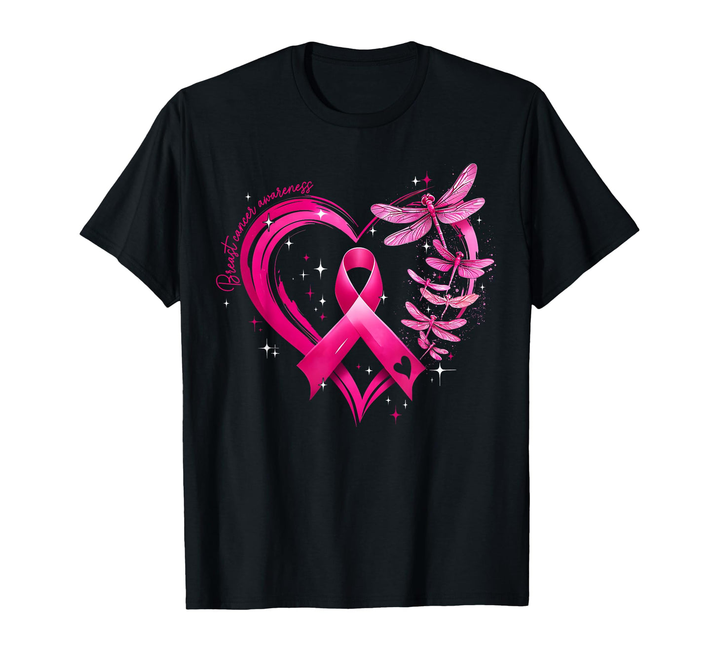 Breast Cancer Awareness Heart Dragonflies Men Women Kid T-Shirt