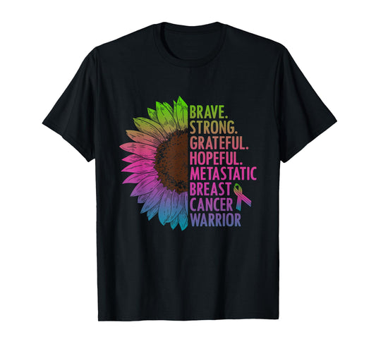 Care Warrior Metastatic Breast Cancer Ribbon Awareness T-Shirt