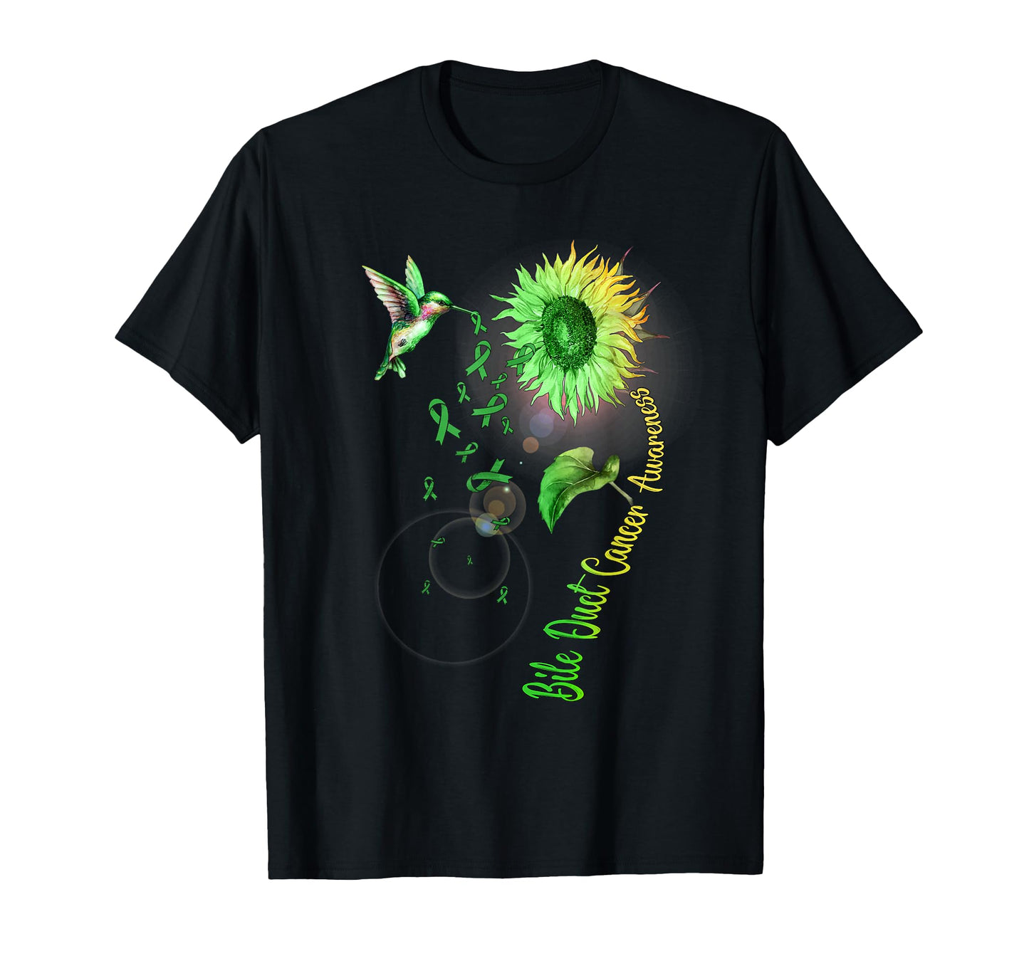 Bile Duct Cancer Sunflower Hummingbird T-Shirt