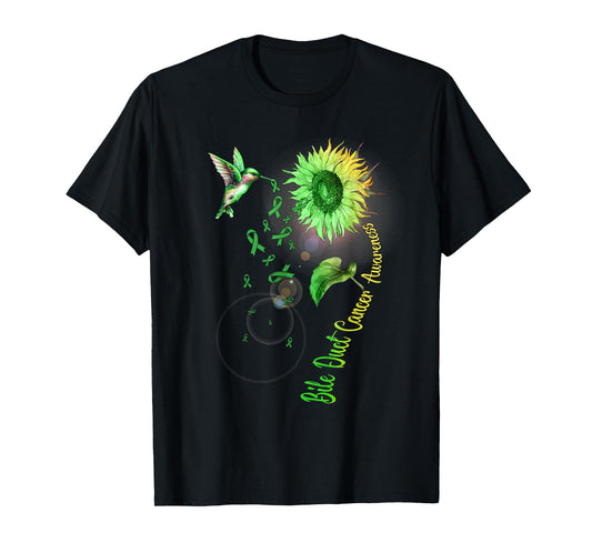 Bile Duct Cancer Sunflower Hummingbird T-Shirt