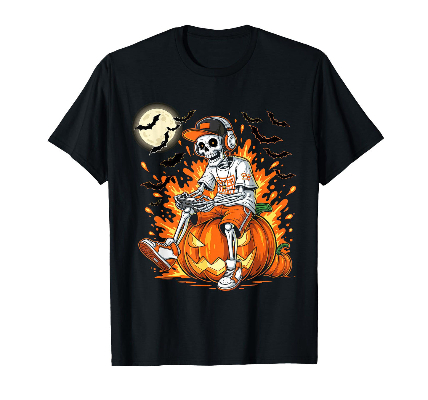 Skeleton Gamer Teen Boys Video Gaming Halloween Costume T-Shirt