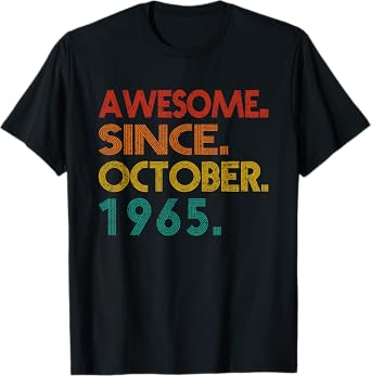 Awesome Since October 1965 Men Women Birthday Idea Vintage T-Shirt