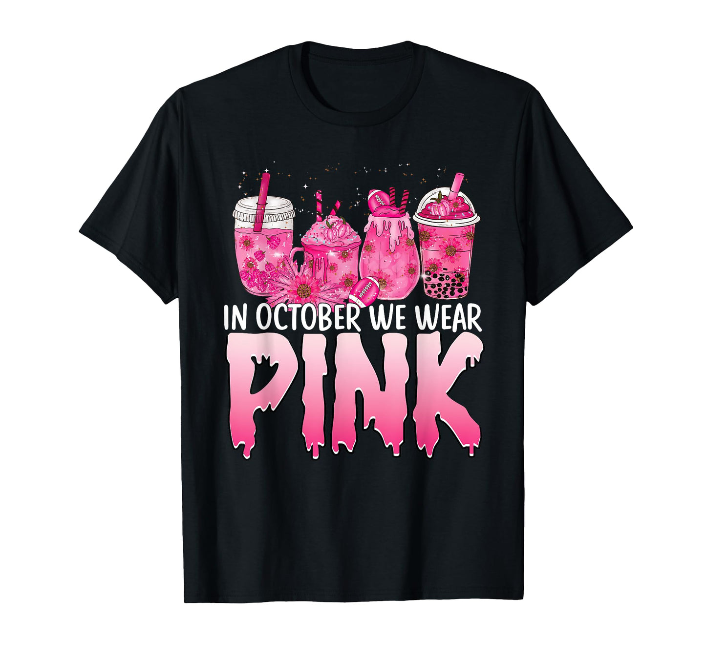 Breast Cancer Awareness Coffee Latte Fall Autumn Season 2022 T-Shirt