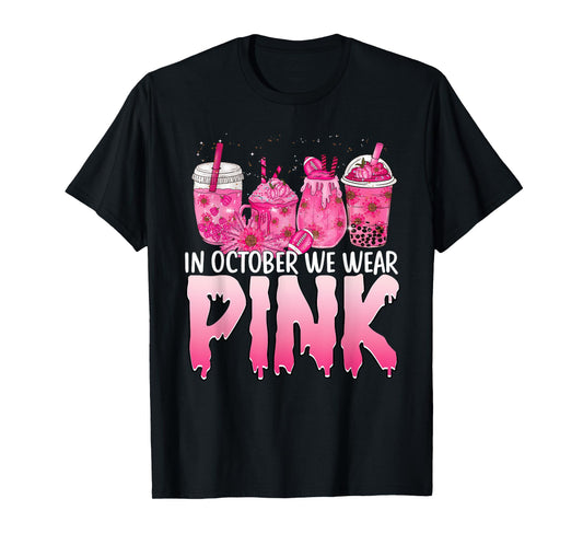 Breast Cancer Awareness Coffee Latte Fall Autumn Season 2022 T-Shirt