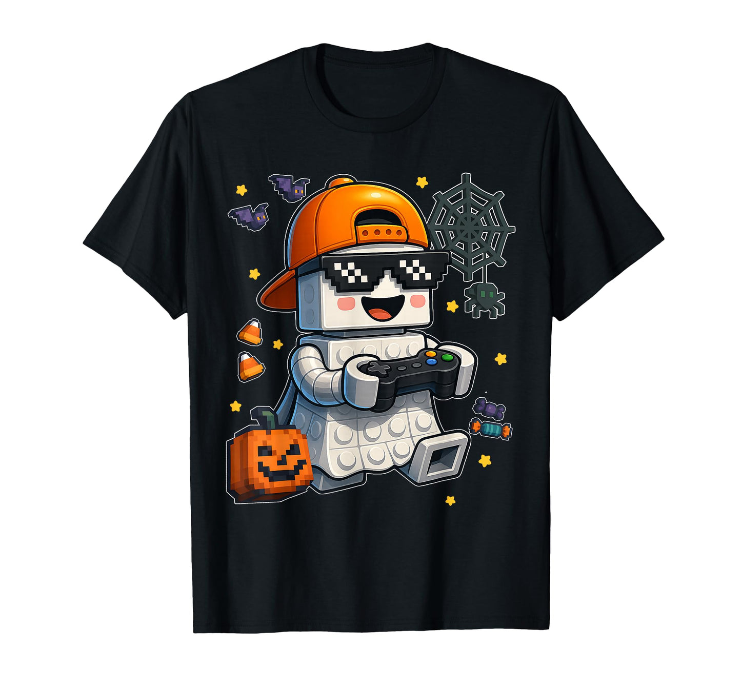 Building Brick Boo Game Controller Halloween Costumes Boys T-Shirt