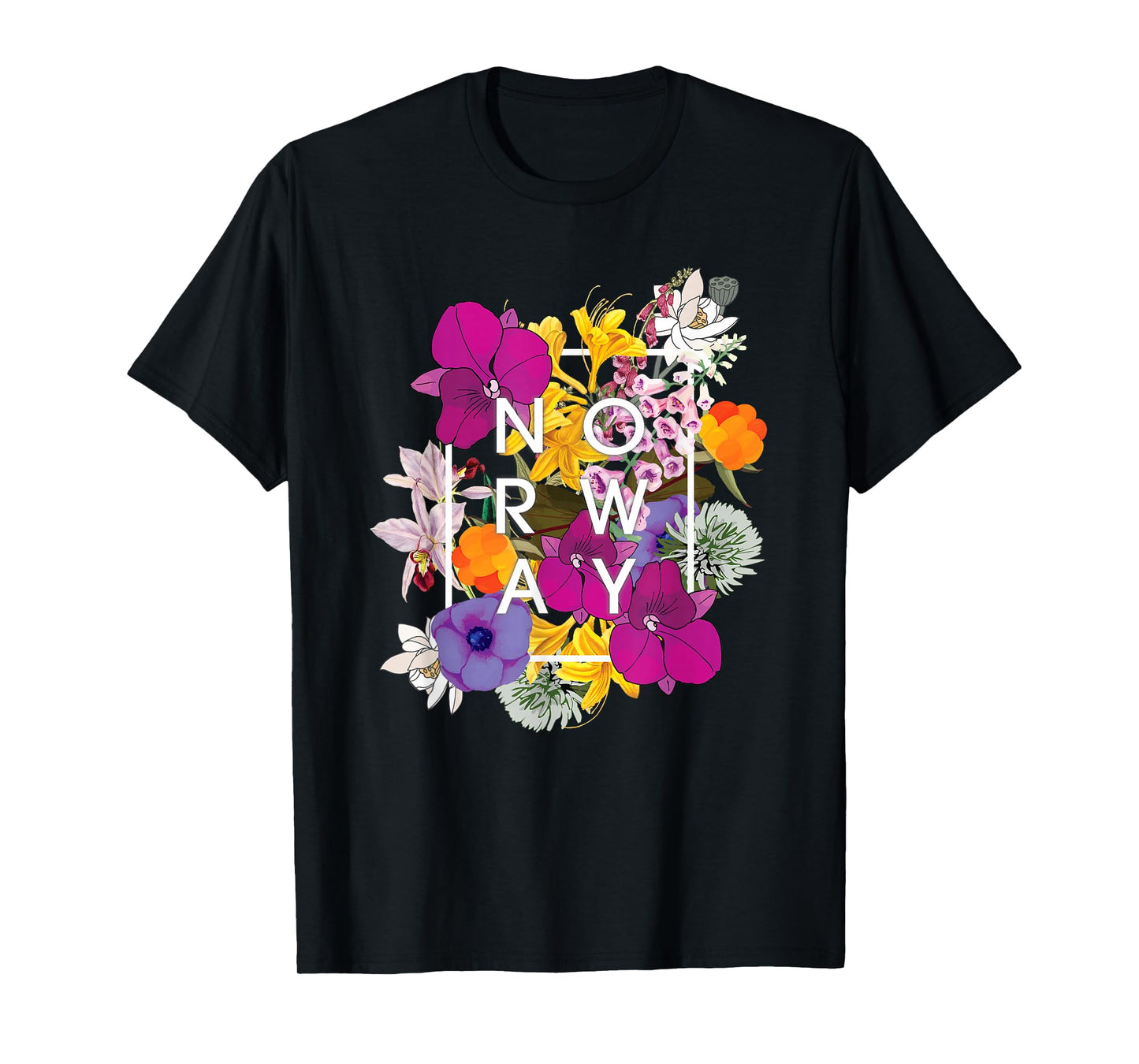 Flowers of Norway Word Art - Norwegian Pride T-Shirt