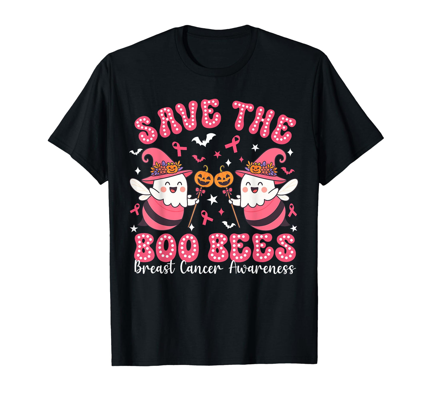 Save The Boo Bees Funny Breast Cancer Awareness Halloween T-Shirt