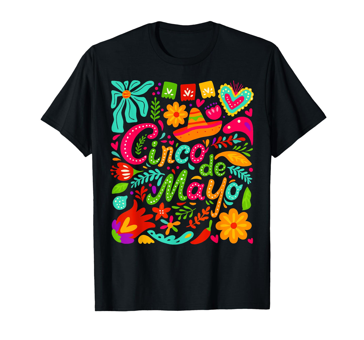 Happy Cinco De Mayo Floral Mexican Tacos Fiesta Party Humor T-Shirt