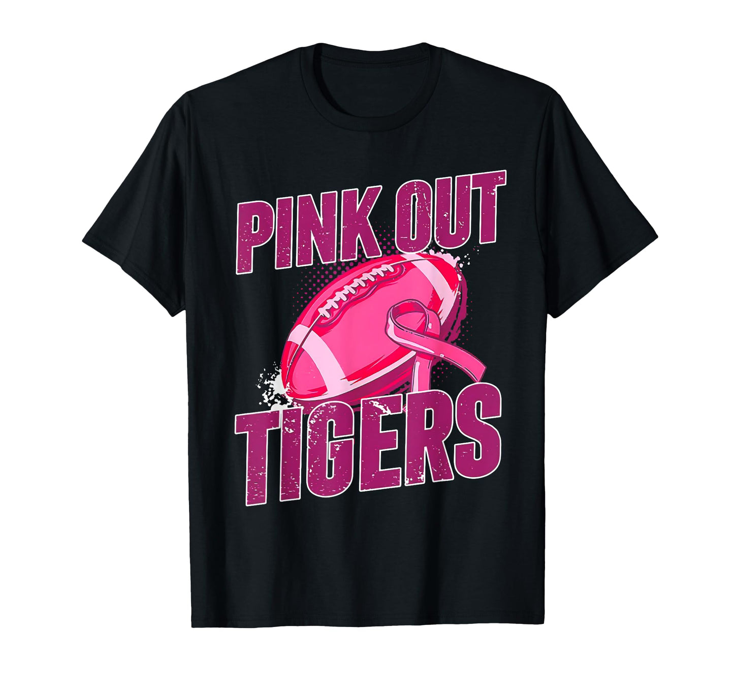 Tigers Pink Out Football Tackle Breast Cancer T-Shirt