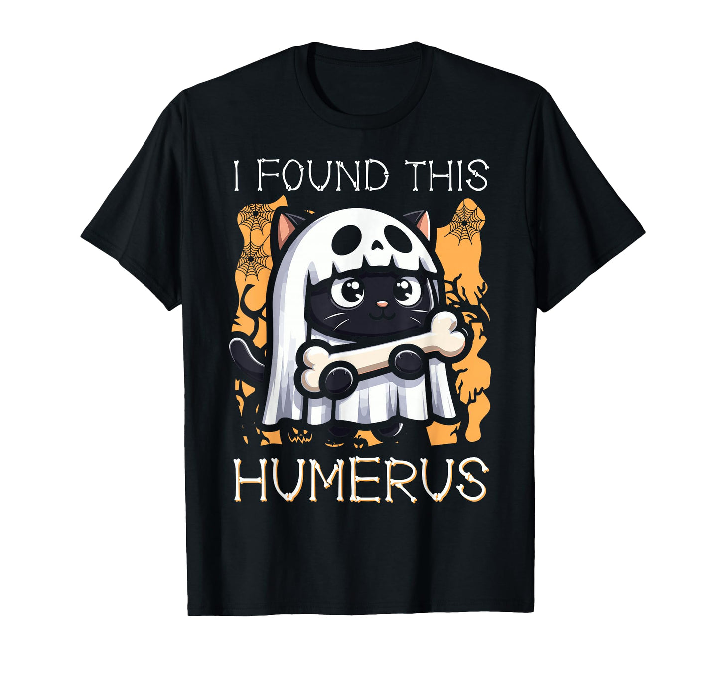 I Found This Humerus - Funny Cat Halloween T-Shirt