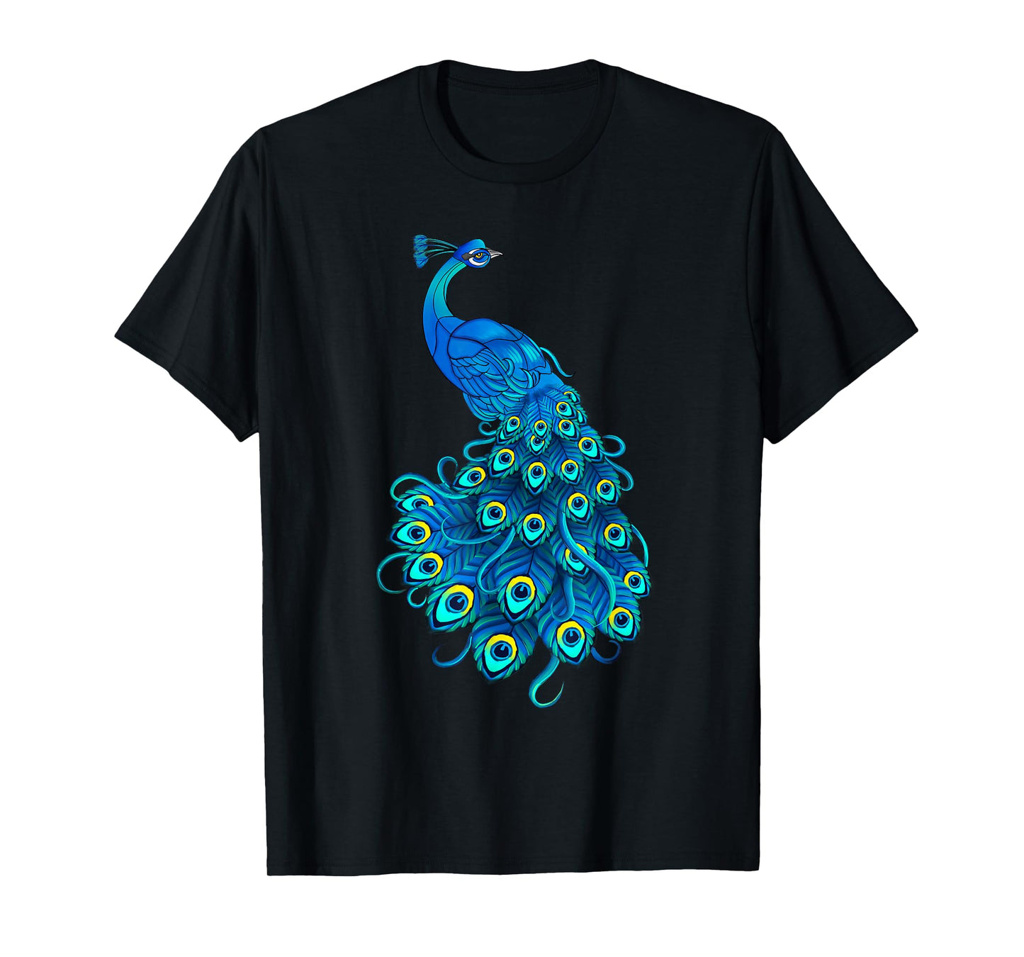 Blue Peacock Print Teal Feathers Bird Lover Men Women Gifts T-Shirt