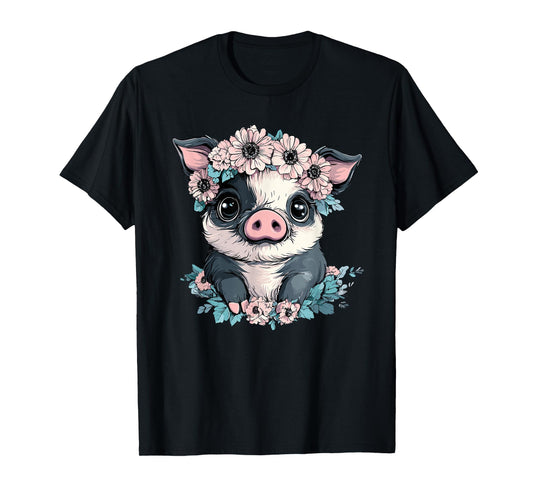 Adorable Piglet With Flower Crown Cutie T-Shirt