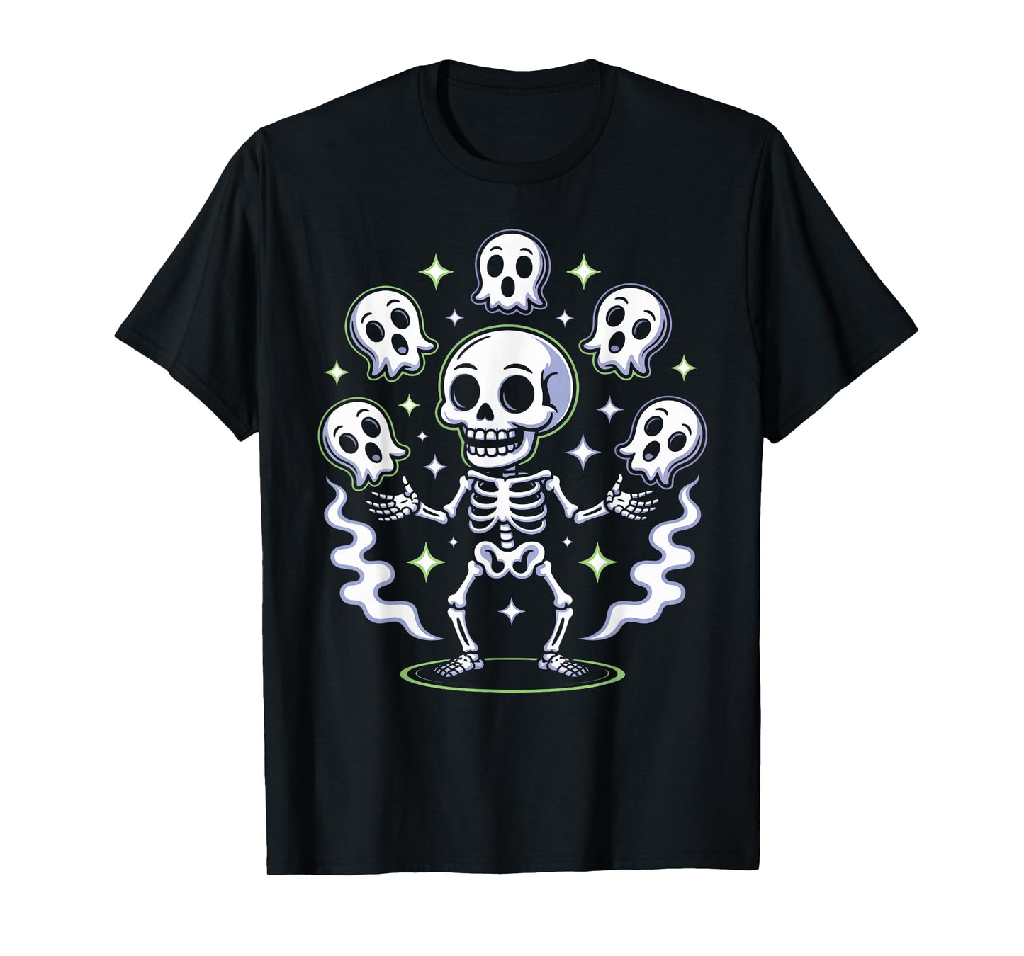 Funny Skeleton Juggling Ghosts Spooky Halloween Outfit T-Shirt