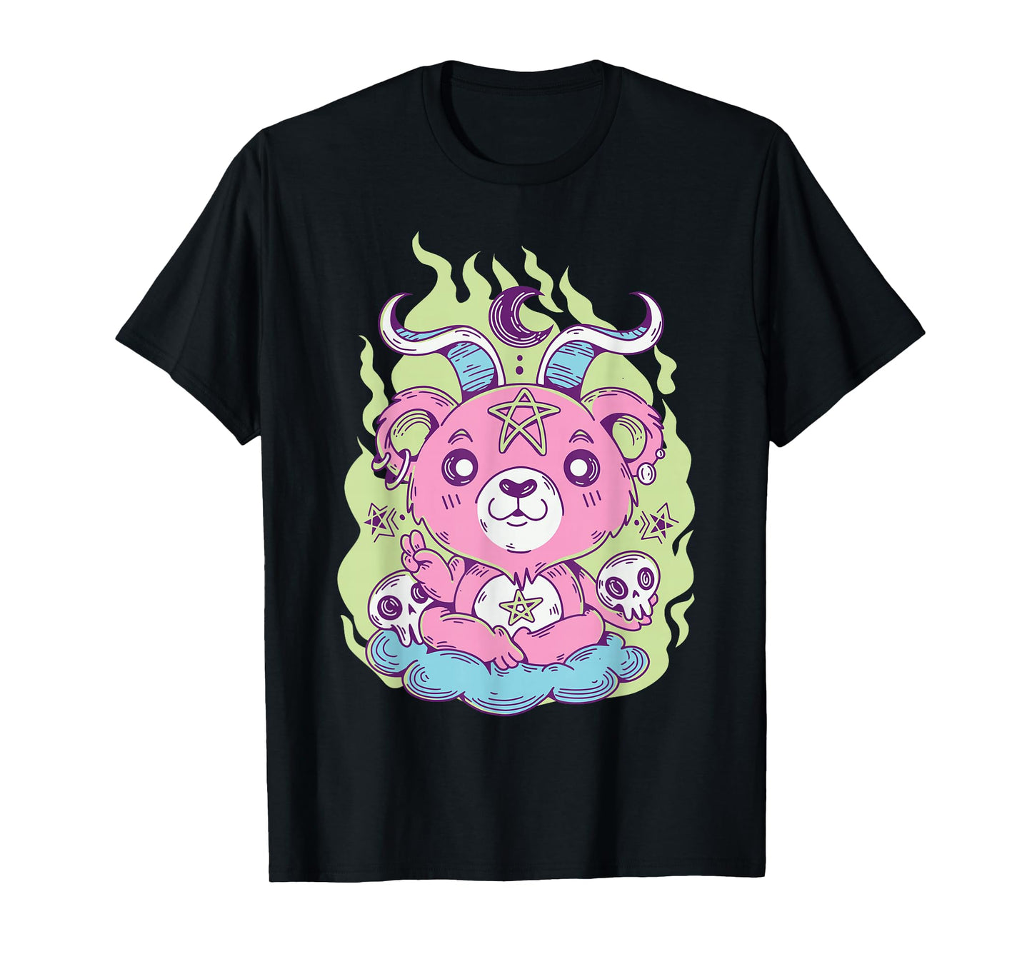 Kawaii Pastel Goth Cute Creepy Bear Skeleton Men Women T-Shirt