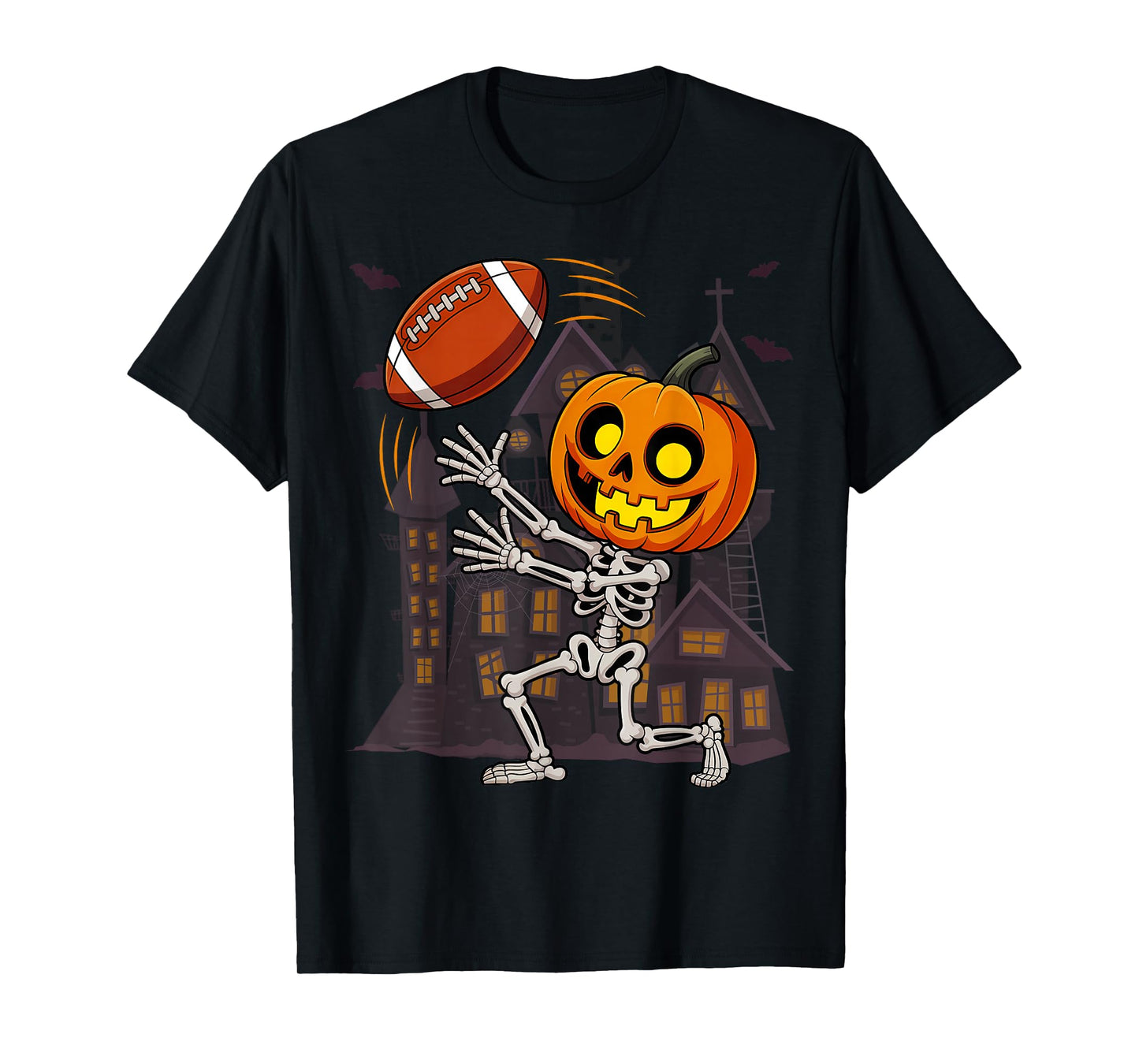 Football Skeleton Halloween Men Boys T-Shirt
