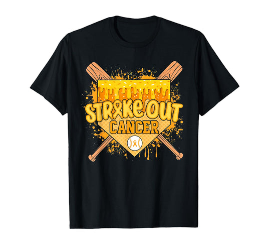 Baseball Ice Cream Drip Strike Out Childhood Cancer Boy Kid T-Shirt