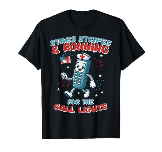 4th Of July Nurse Call Lights Flag Scrub Top Women Men T-Shirt