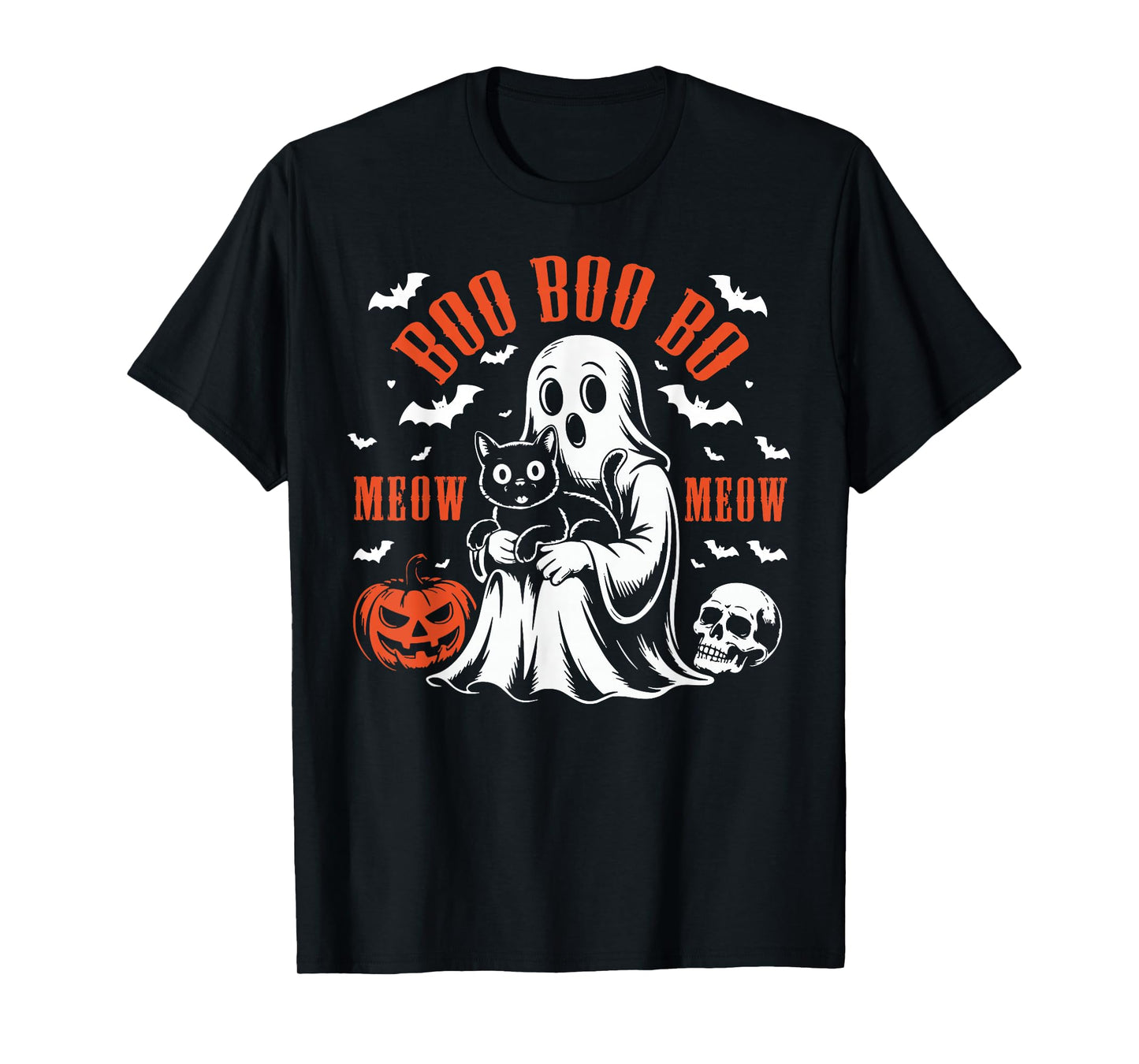 Meow Black Cat Halloween Costume Skeleton Fur Dad Pet Mom T-Shirt