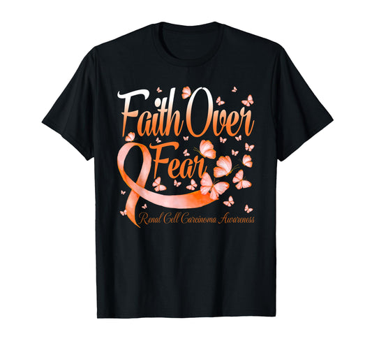 Faith Over Fear Renal Cell Carcinoma Awareness Butterfly T-Shirt