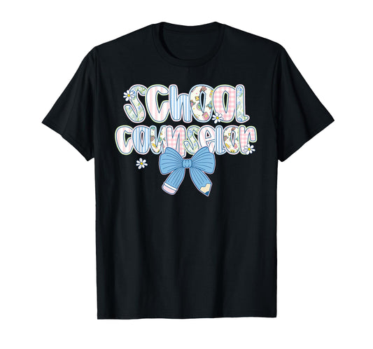 Coquette Bow School Counselor Happy First Day Back To School T-Shirt
