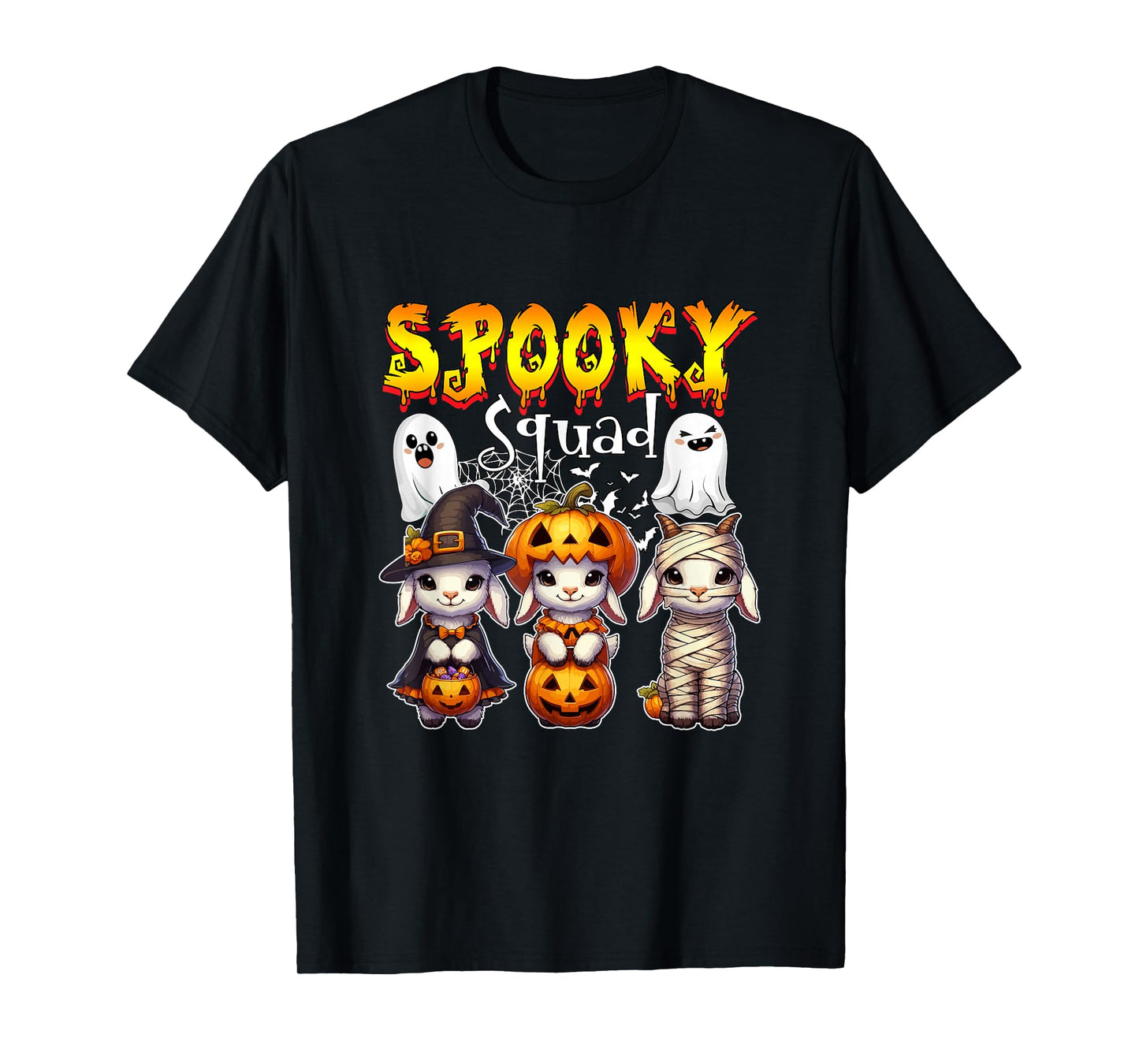 Spooky Halloween Squad Three Cute Goats Cosplay Witch T-Shirt