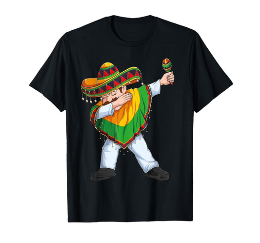 Dabbing Mexican Man Poncho Sombrero Cinco De Mayo Fiesta Men T-Shirt