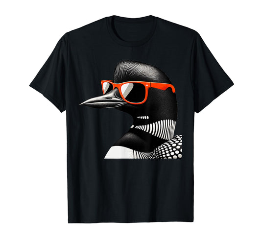 Cool Loon Bird Wearing Sunglasses Graphic Art T-Shirt