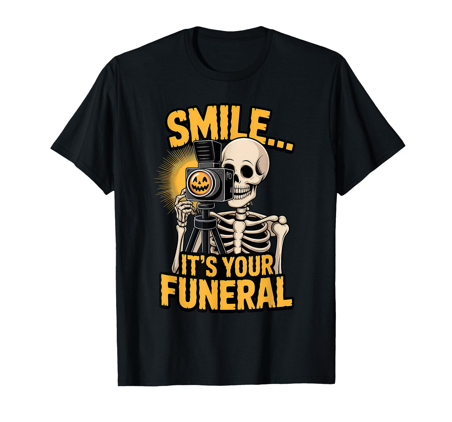 Skeleton Photographer Halloween Funny Spooky Camera T-Shirt