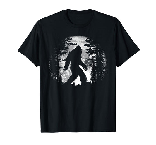 Bigfoot Night Stroll Cool Full Moon & Tree Tunnel Sasquatch T-Shirt