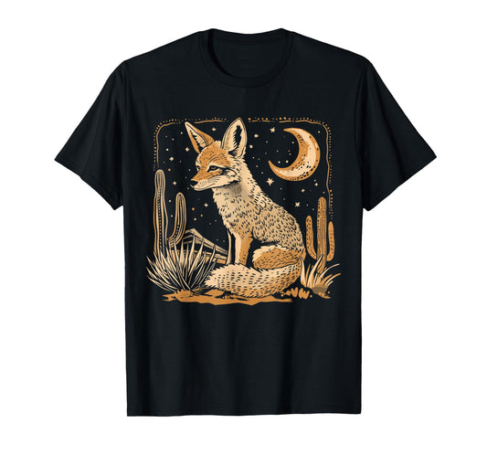 Coyote Desert Nature Scenic Wild Animal South West Cactus T-Shirt