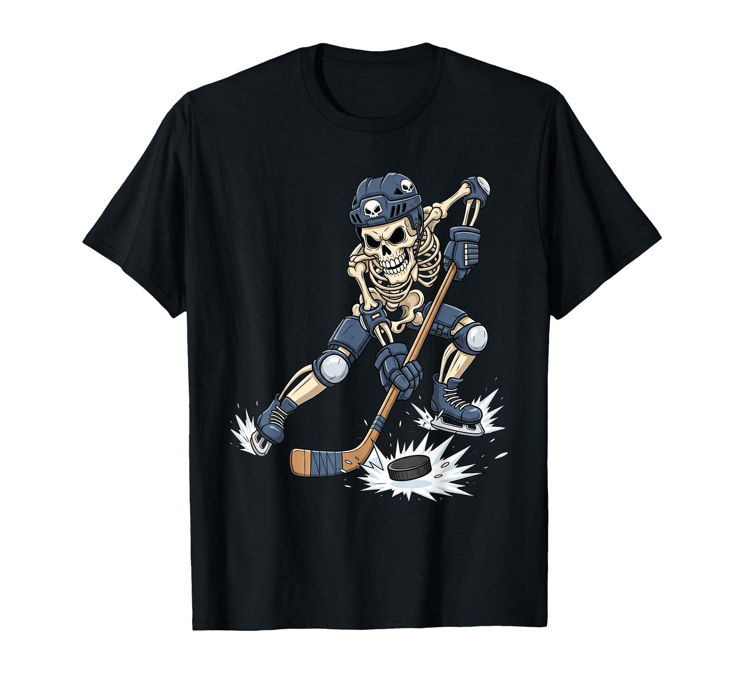 Spooky Skeleton Playing Hockey Funny Halloween Toddler Kids T-Shirt
