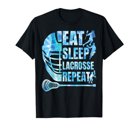Boys Lacrosse-Shirt Men Funny Lax Eat Sleep Lacrosse Repeat T-Shirt