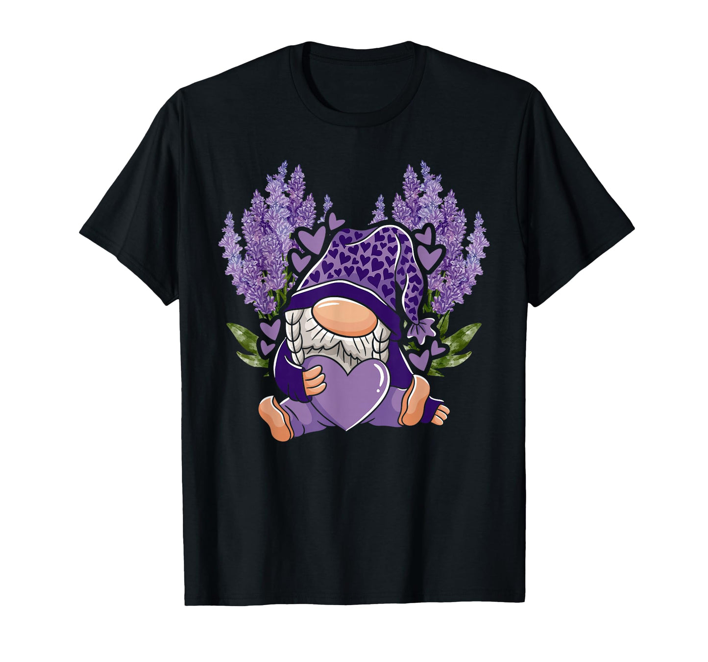 Lavender Gnome Gardening Floral Flower Purple Gnome T-Shirt