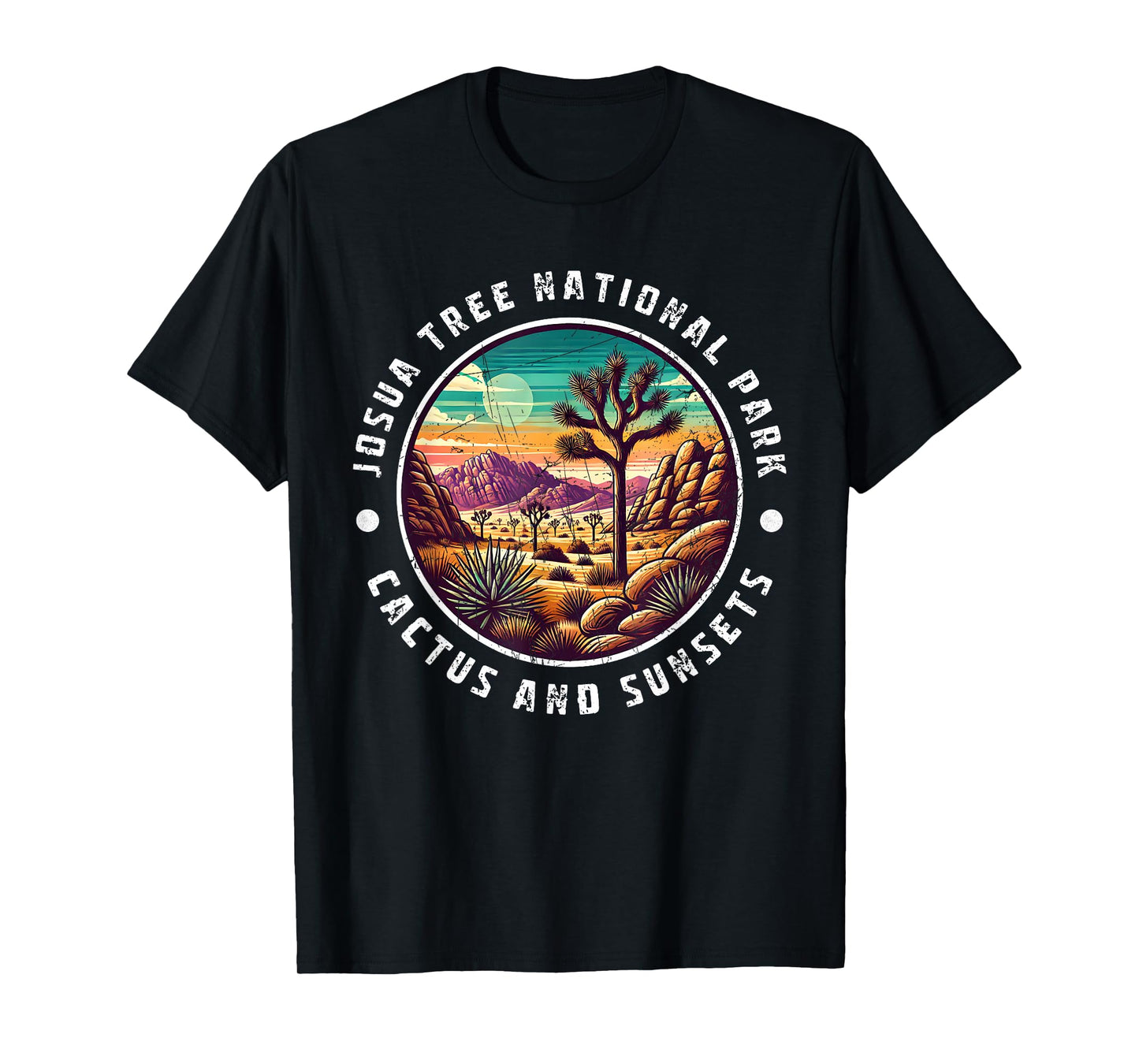 Joshua Tree National Park Cactus and Sunsets Design T-Shirt