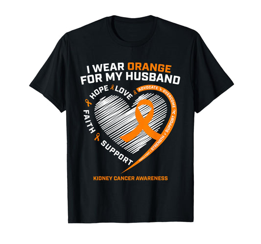Family Husband Kidney Cancer Awareness Gifts Men Women Wife T-Shirt