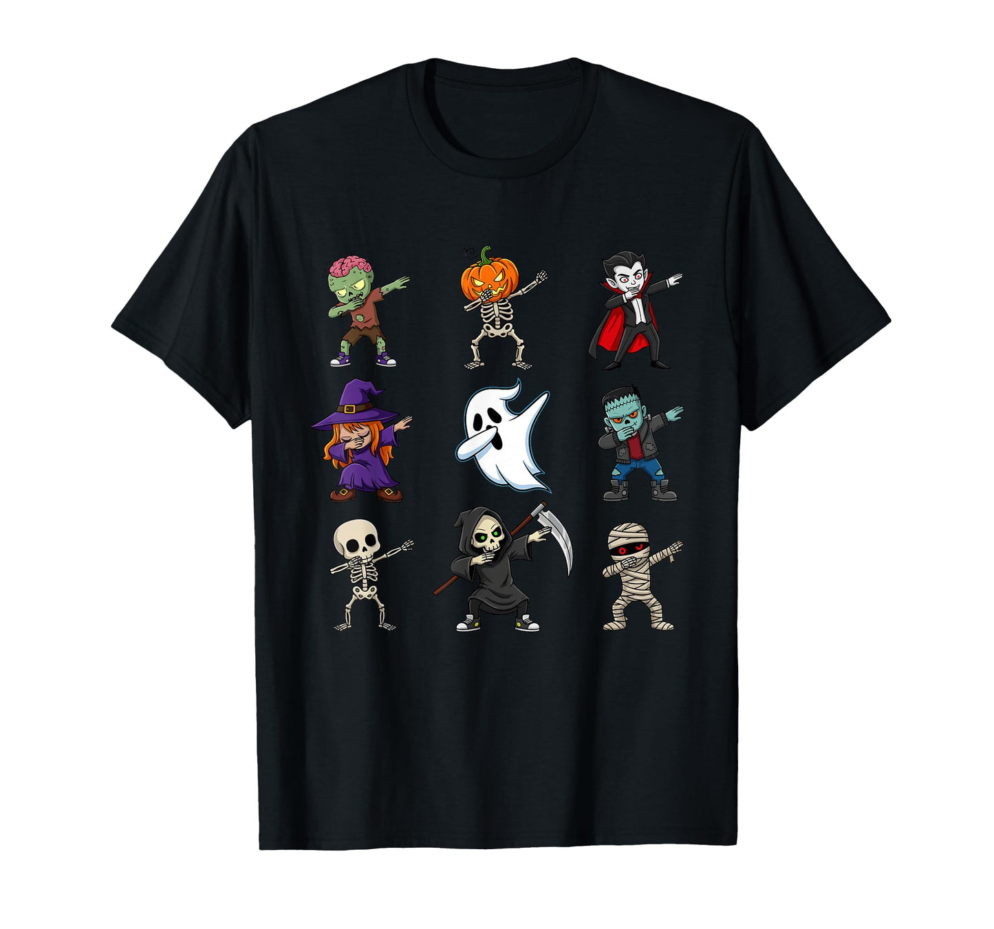 Dabbing Halloween Ghost Witch Zombie Vampire Skeleton Kids T-Shirt