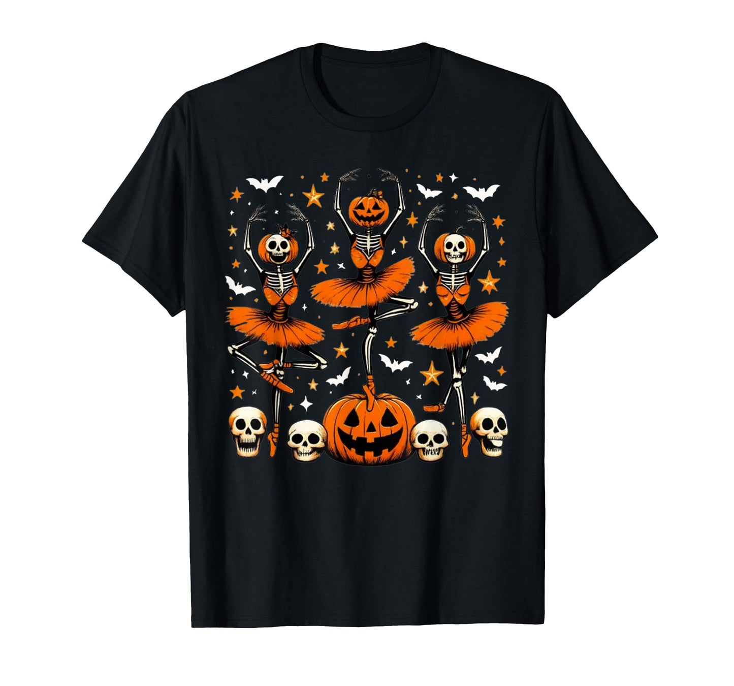Ballet Pumpkin Skeleton Scary Halloween Men Women Boys Girls T-Shirt