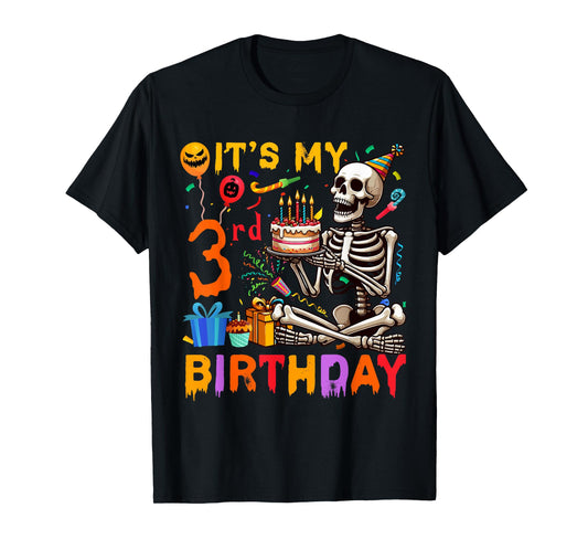 It's My 3rd Birthday Halloween Skeleton Matching Party T-Shirt