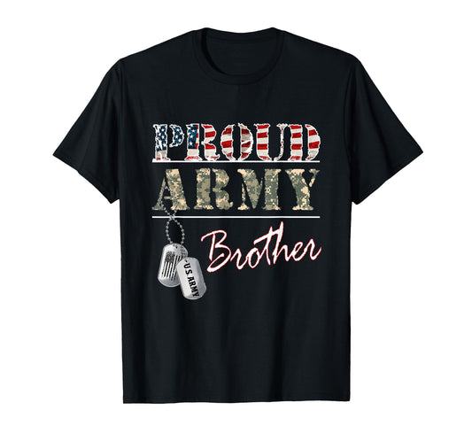 Proud Army Brother American Flag Veteran Military T-Shirt
