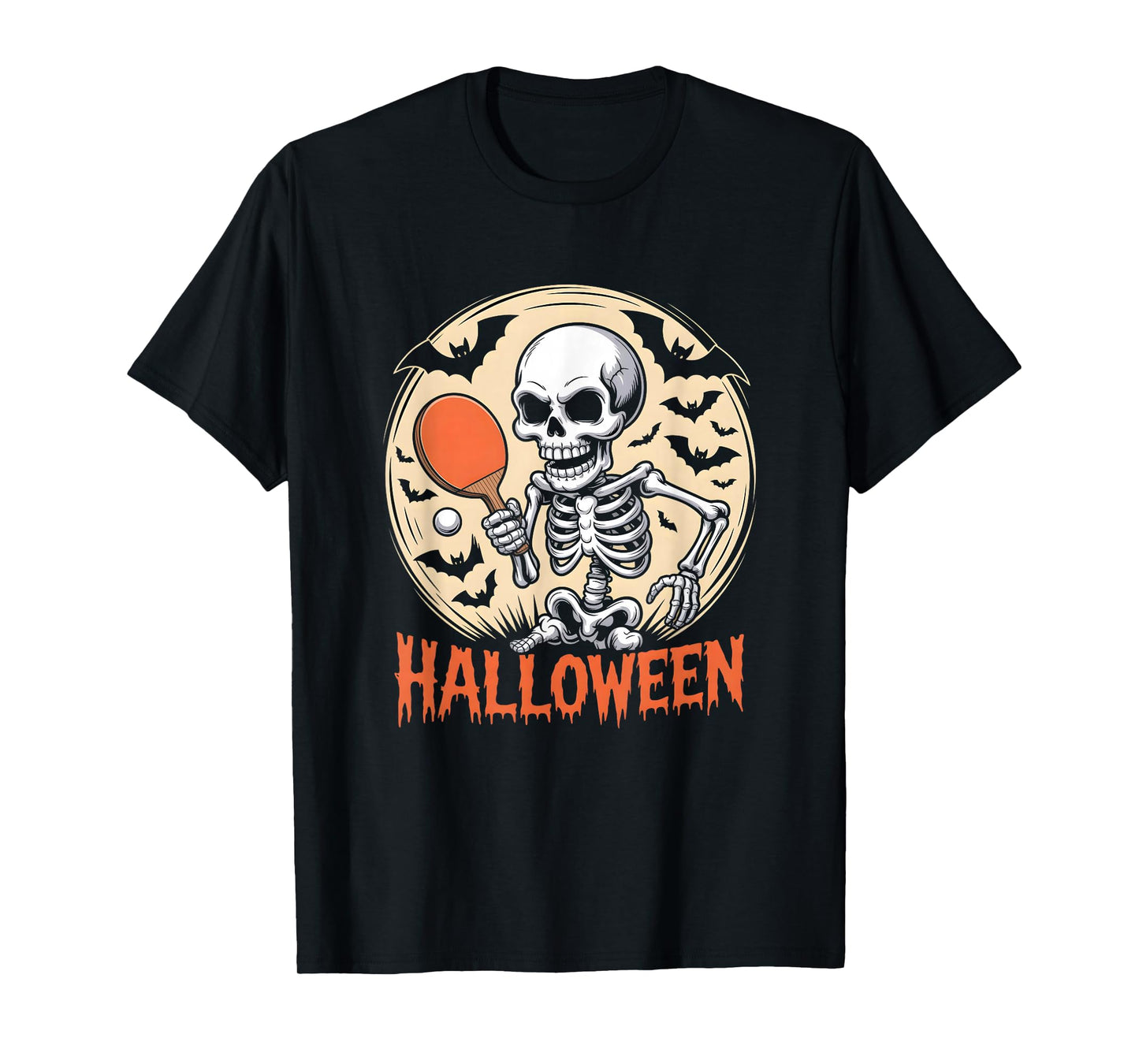 Skeleton Table Tennis Halloween T-Shirt