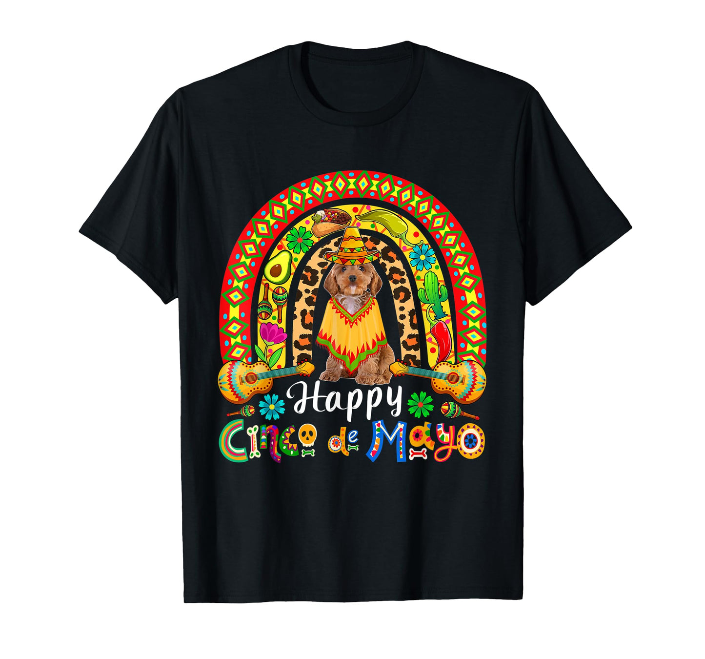Happy Cinco De Mayo Mexican Cockapoo Sombrero Rainbow T-Shirt