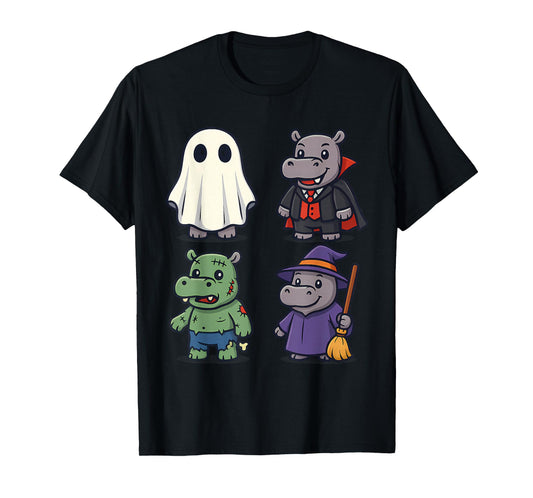 Cool Hippo Ghost Witch Zombie Halloween Costume Girls Boys T-Shirt