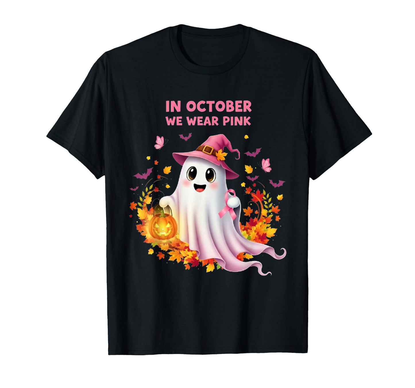 Breast Cancer Women Halloween in October We Wear Pink T-Shirt