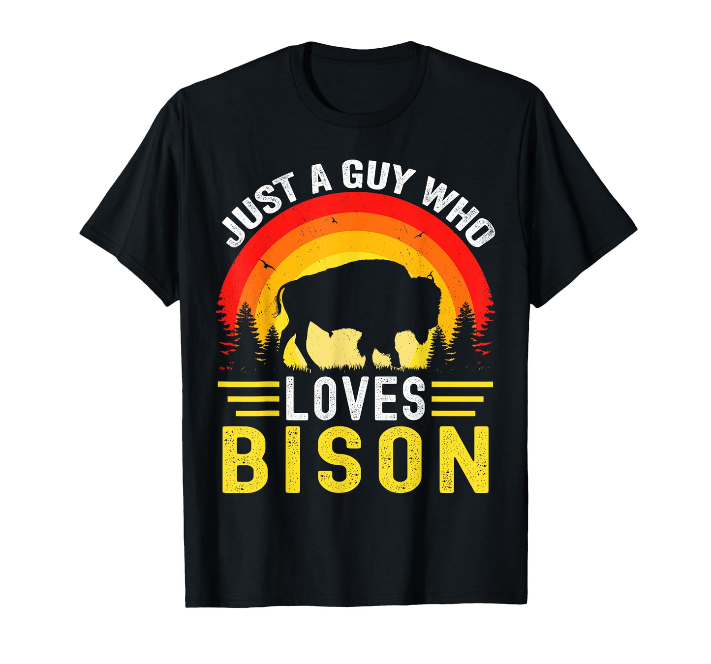 Just A Guy Who Loves Bison Retro Vintage American Bison T-Shirt
