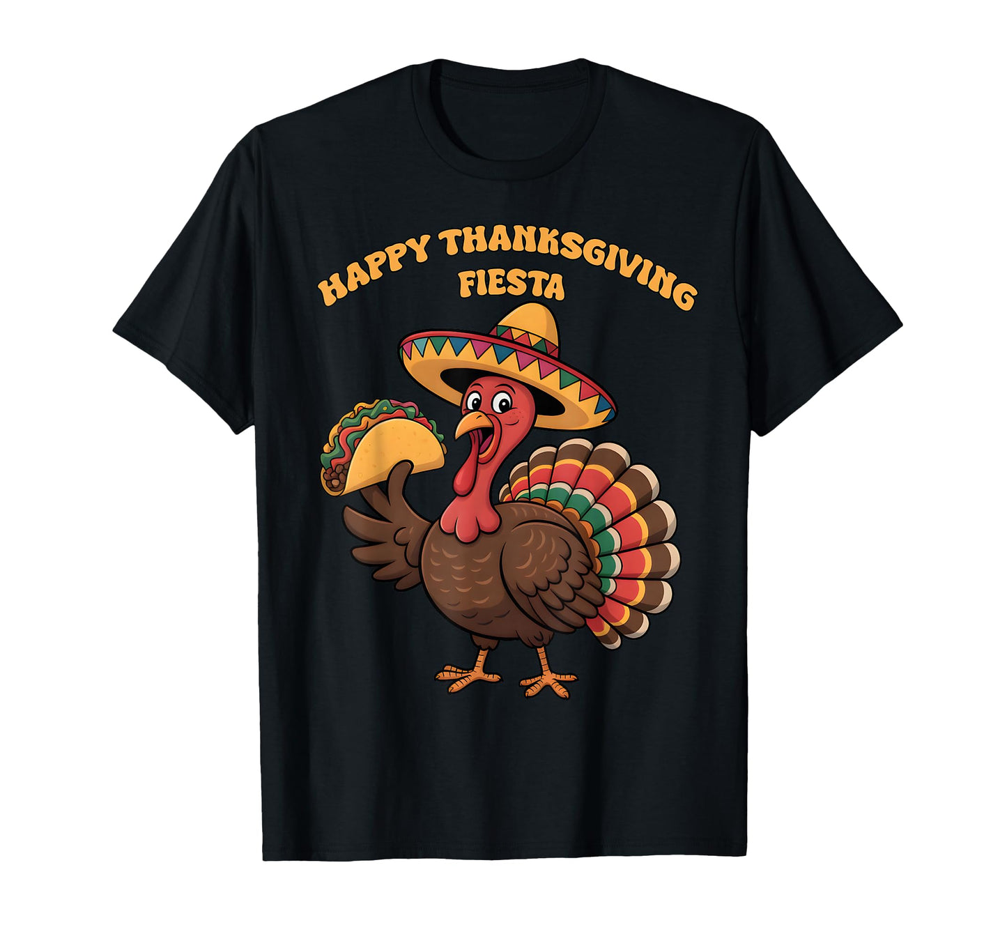 Happy Thanksgiving Fiesta Turkey with Taco Sombrero T-Shirt