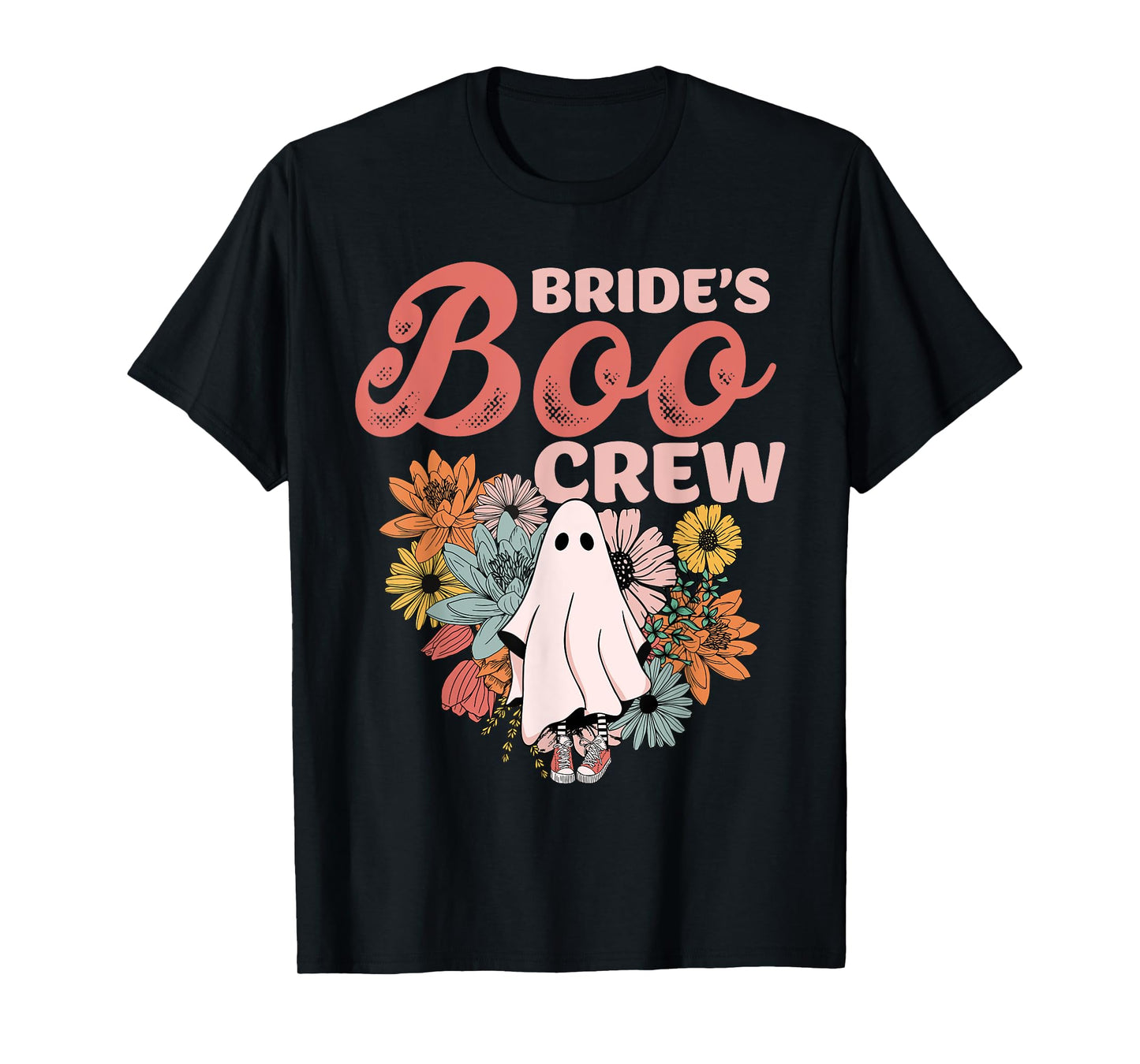 Bride's Boo Crew Floral Ghost Wedding Bachelorette Halloween T-Shirt