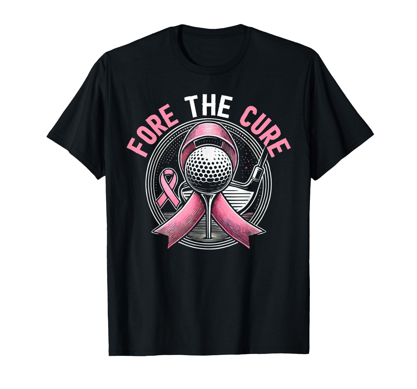 Golf Breast Cancer Awareness Month Golfer Pink Ribbon T-Shirt