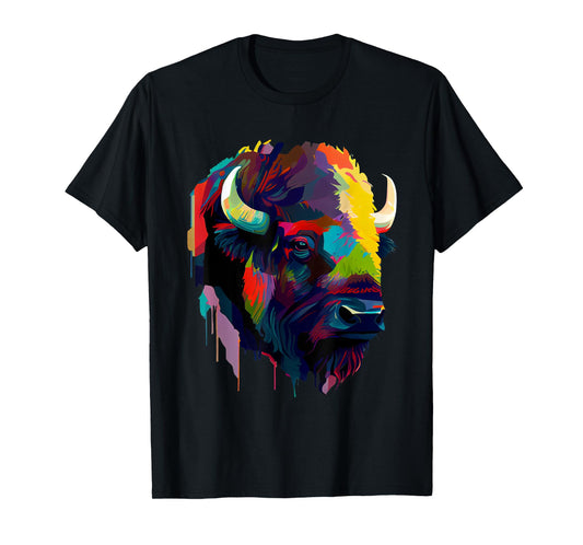 American Bison Lover Colorful Pop Art American Buffalo Bison T-Shirt