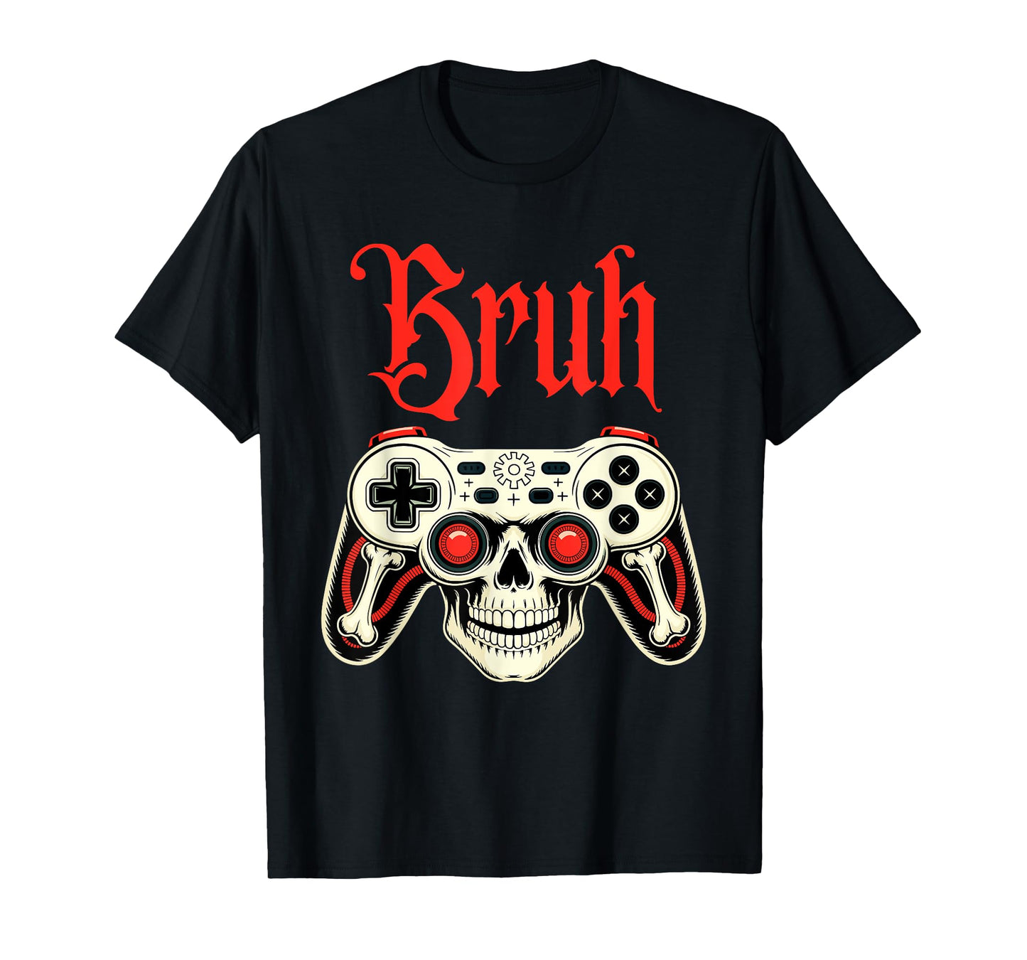 Bruh Skeleton Gamer Skull Halloween Funny Video Gaming T-Shirt